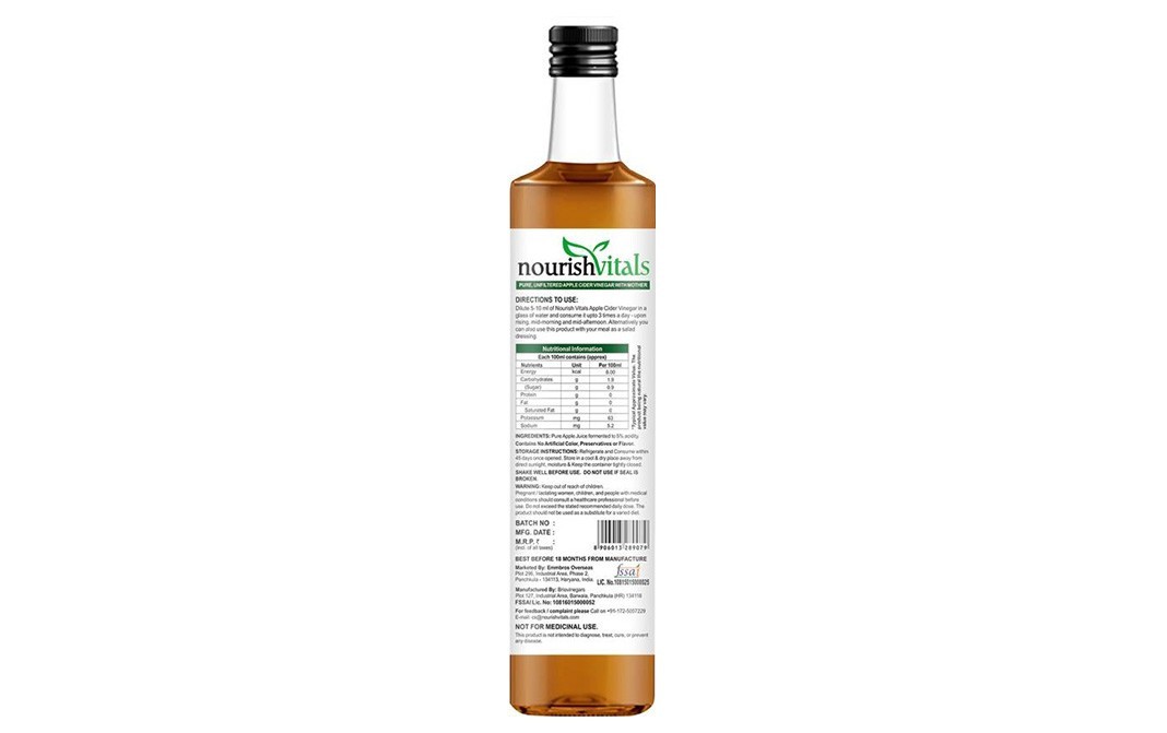 NourishVitals Apple Cider Vinegar   Bottle  250 millilitre